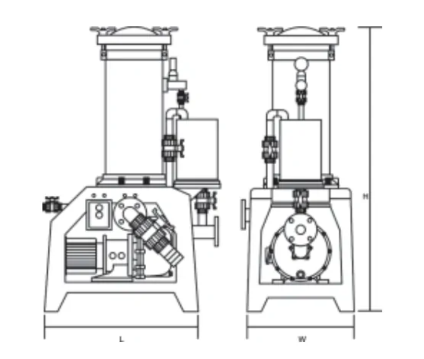 Chemical Water Industrial Filter Machine JF Series Dimensions